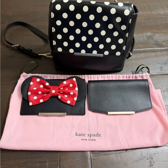 Kate Spade Backpack Shoulder Bag in Black with 3 changing flab’s - Picture 2 of 16
